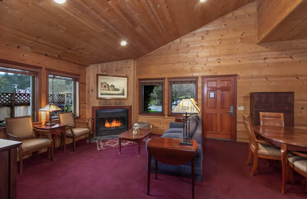 barn suite: mendocino coast bed and breakfast with ocean views, fireplace and large screen TV