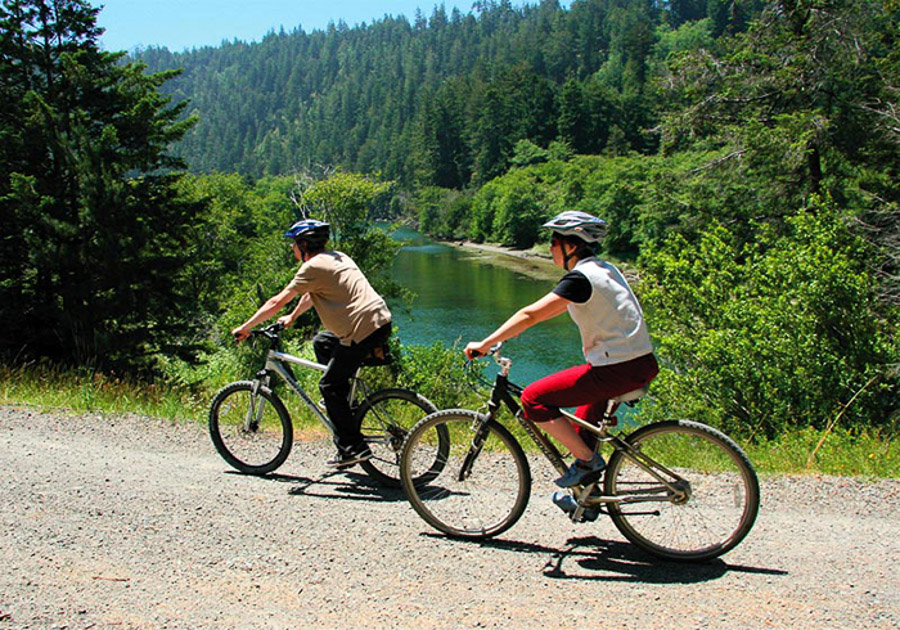 catch a canoe and bicycles too - along big river